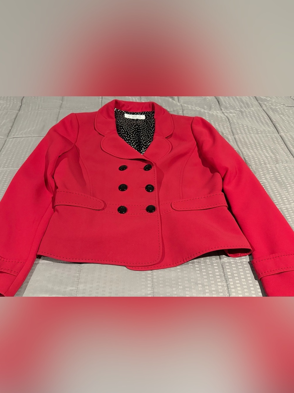 Tahari Red Double-Breasted Peplum Blazer